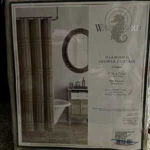 WATERFORD For The Bath Diamond Shower Curtain Color Cream. New . 72x72.